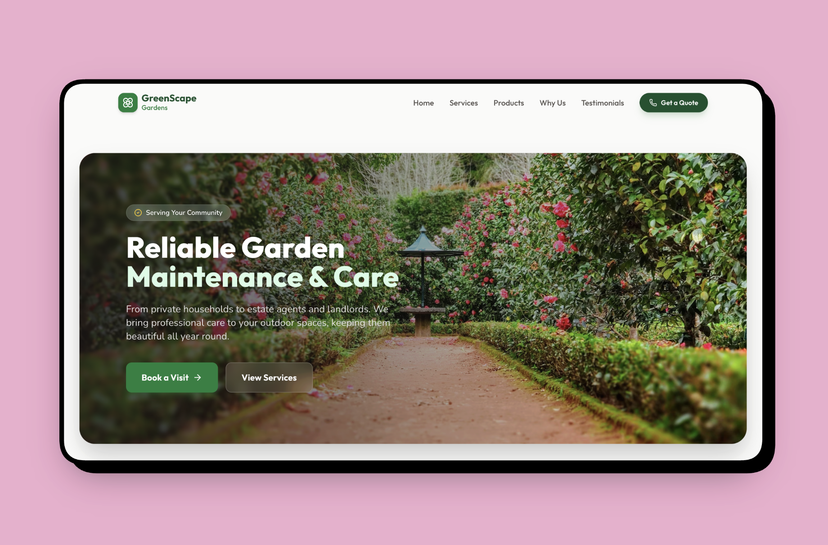 Greenscape Gardening website screenshot