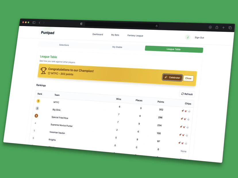 Punt Pad website screenshot